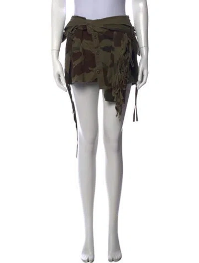 Pre-owned Faith Connexion Camouflage Print Mini Skirt In Green