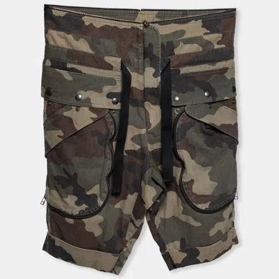Pre-owned Faith Connexion Camouflage Printed Cotton Rolled Up Cuffs Shorts S In Green