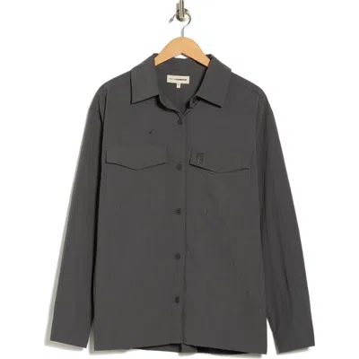 Faith Connexion Crinkle Textured Shacket In Gray