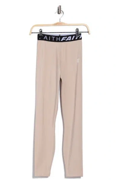 Faith Connexion Exposed Waistband Full Length Leggings In Neutral