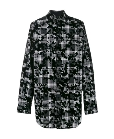 Faith Connexion Flocked Plaid Shirt In Black