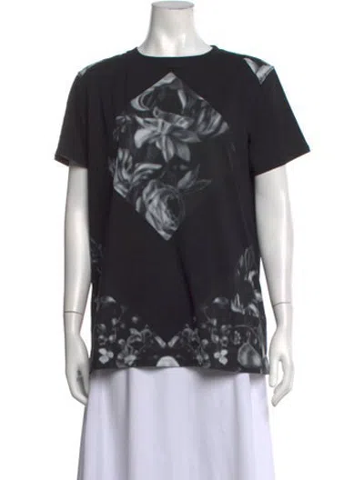 Pre-owned Faith Connexion Floral Print Crew Neck T-shirt In Black