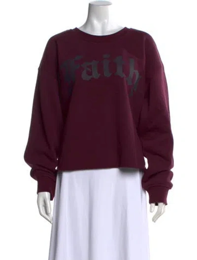 Pre-owned Faith Connexion Graphic Print Crew Neck Sweatshirt In Burgundy