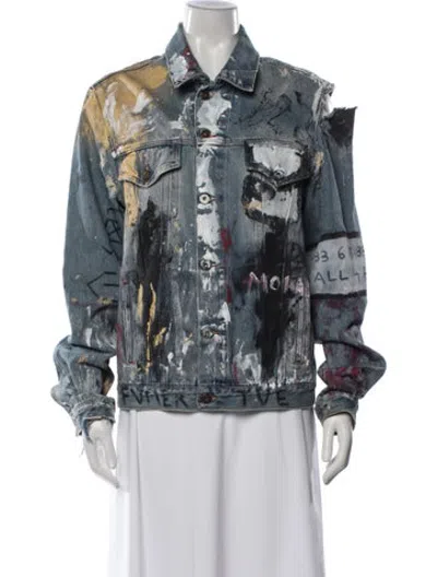 Pre-owned Faith Connexion Graphic Print Denim Jacket In Blue