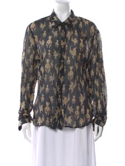 Pre-owned Faith Connexion Graphic Print Long Sleeve Blouse In Multi
