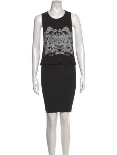 Pre-owned Faith Connexion Graphic Print Midi Length Dress In Black