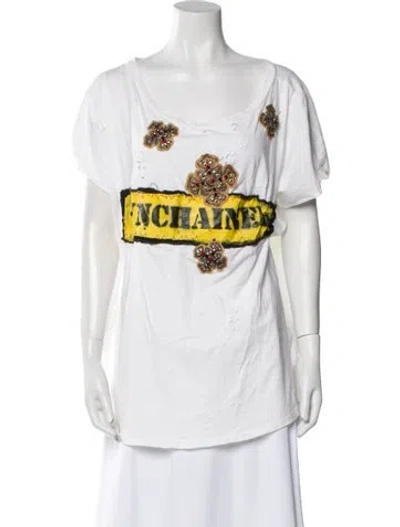 Pre-owned Faith Connexion Graphic Print Scoop Neck T-shirt In White