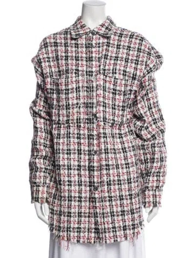 Pre-owned Faith Connexion Houndstooth Print Evening Jacket In White