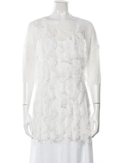 Pre-owned Faith Connexion Lace Pattern Crew Neck Top In White
