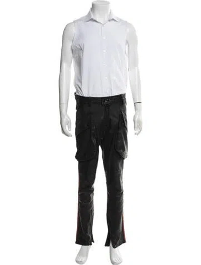 Pre-owned Faith Connexion Lamb Leather Cargo Pants In Black