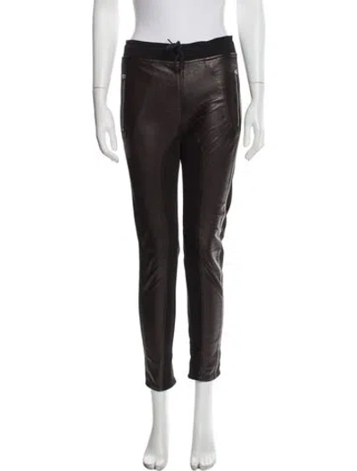 Pre-owned Faith Connexion Lamb Leather Skinny Leg Pants In Black