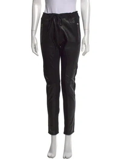 Pre-owned Faith Connexion Lamb Leather Skinny Leg Pants In Black