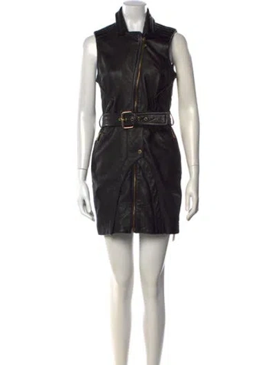 Pre-owned Faith Connexion Lambskin Mini Dress In Black