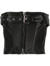 Faith Connexion Leather Belted Corset Top In Black
