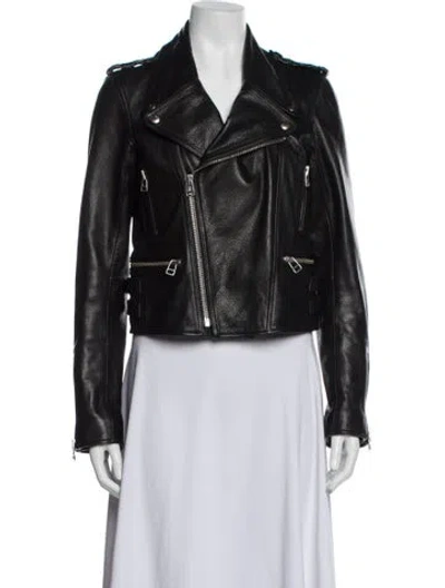 Pre-owned Faith Connexion Leather Biker Jacket In Black