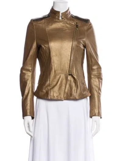 Pre-owned Faith Connexion Leather Biker Jacket In Brown