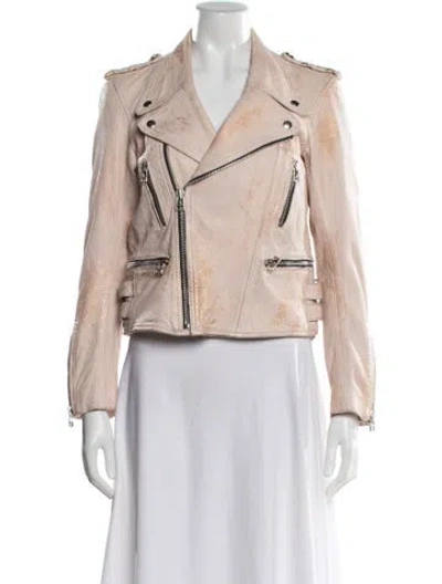 Pre-owned Faith Connexion Leather Biker Jacket In Neutral