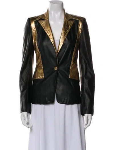 Pre-owned Faith Connexion Leather Blazer In Green