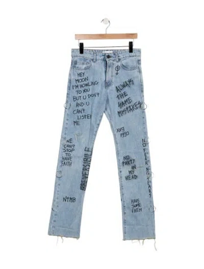 Pre-owned Faith Connexion Mid-rise Straight Leg Jeans In Blue