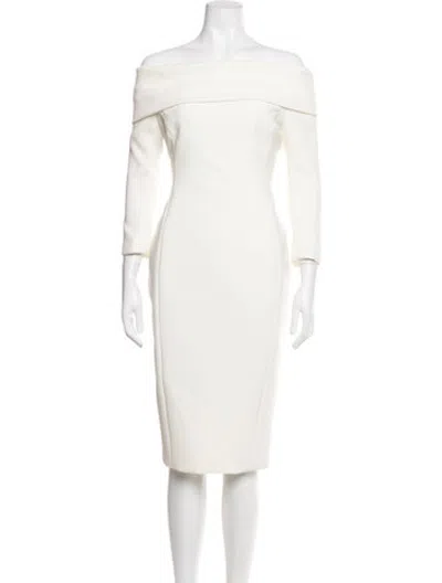 Pre-owned Faith Connexion Off-the-shoulder Knee-length Dress In Neutrals