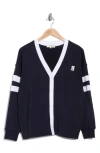 Faith Connexion Oversized French Terry Varsity Cardigan In Black