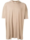Faith Connexion Oversized Hooded Tag T-shirt In Neutrals