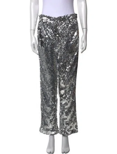 Pre-owned Faith Connexion Patterned Straight Leg Pants In Silver