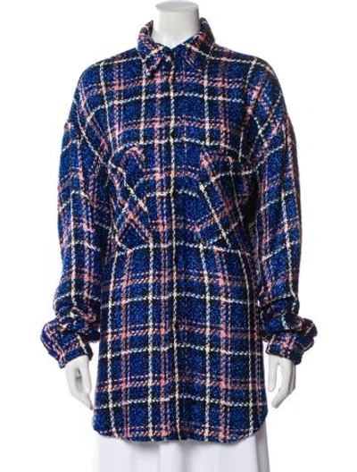 Pre-owned Faith Connexion Plaid Print Jacket In Blue