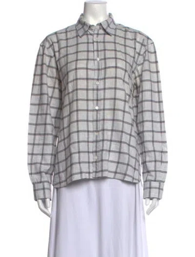 Pre-owned Faith Connexion Plaid Print Long Sleeve Button-up Top In Grey