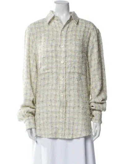 Pre-owned Faith Connexion Plaid Print Long Sleeve Button-up Top In Yellow