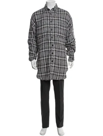 Pre-owned Faith Connexion Plaid Print Trench Coat In Black