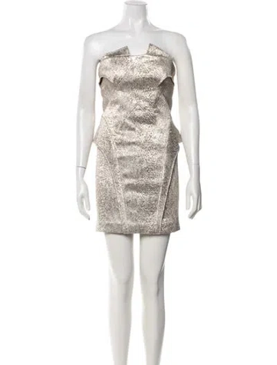 Pre-owned Faith Connexion Printed Mini Dress In Gold/metallic
