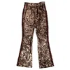 Faith Connexion Sequin Side Logo Flared Track Pants - Copper In Gold