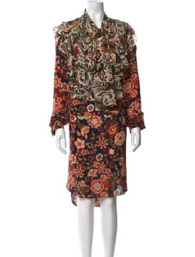 Pre-owned Faith Connexion Silk Midi Length Dress In Orange