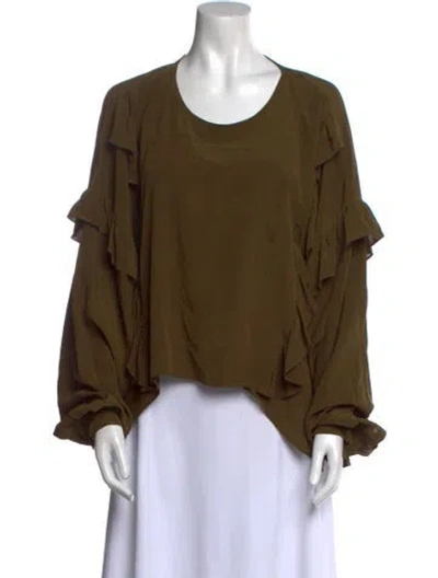 Pre-owned Faith Connexion Silk Scoop Neck Blouse In Green