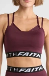 Faith Connexion Strappy Sports Bra In Burgundy
