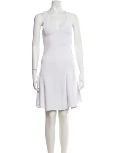 Pre-owned Faith Connexion Striped Knee-length Dress In White
