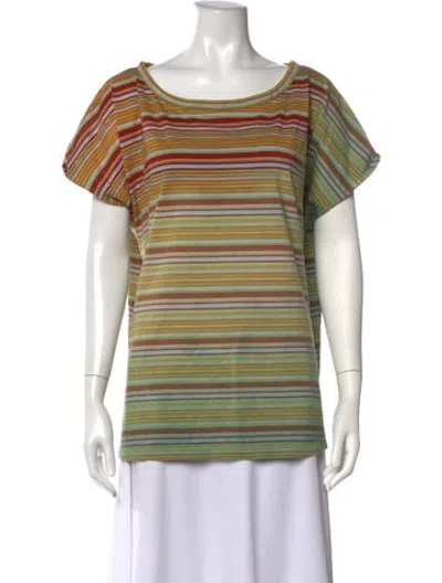 Pre-owned Faith Connexion Striped Scoop Neck T-shirt In Green