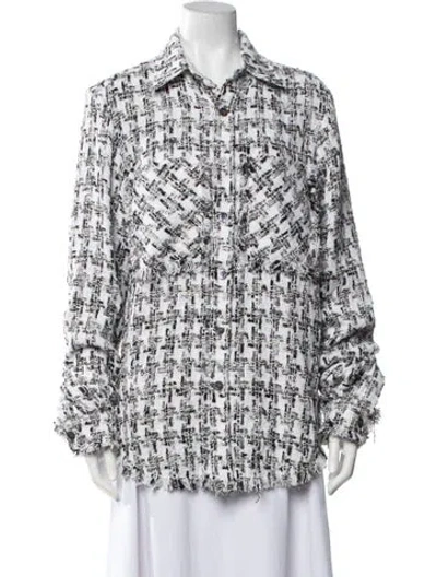 Pre-owned Faith Connexion Tweed Pattern Jacket In White