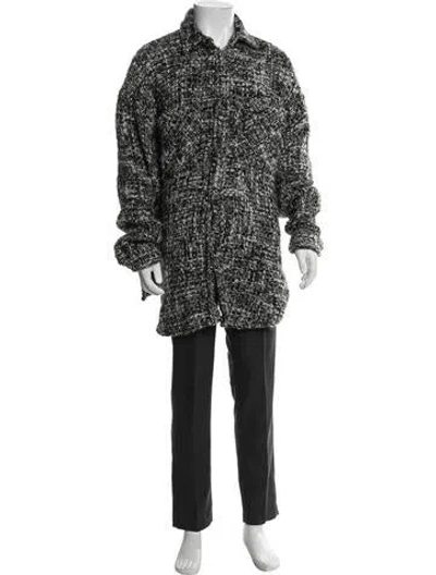 Pre-owned Faith Connexion Tweed Pattern Parka In Black
