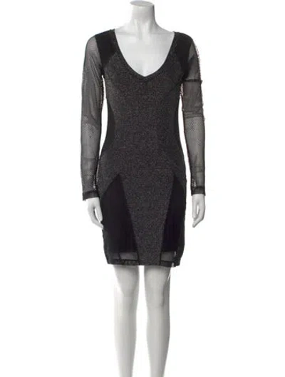 Pre-owned Faith Connexion V-neck Mini Dress In Black