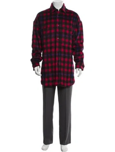 Pre-owned Faith Connexion Wool Plaid Print Jacket In Red