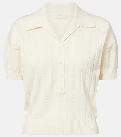 Faithfull Acme Pointelle Cotton-blend Polo Shirt In White
