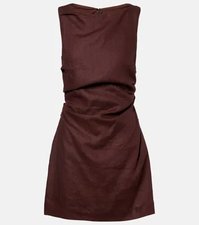 Faithfull Aloisa Linen Minidress In Brown
