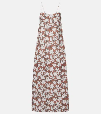 Faithfull Alskar Floral Cotton Maxi Dress In Brown
