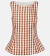 Faithfull Ana Gingham Linen Peplum Top In Multi