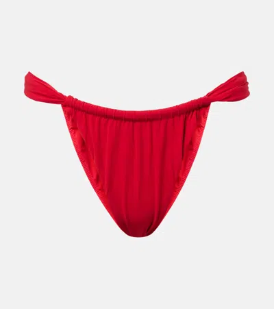 Faithfull Andez Ruched Bikini Bottoms In Red