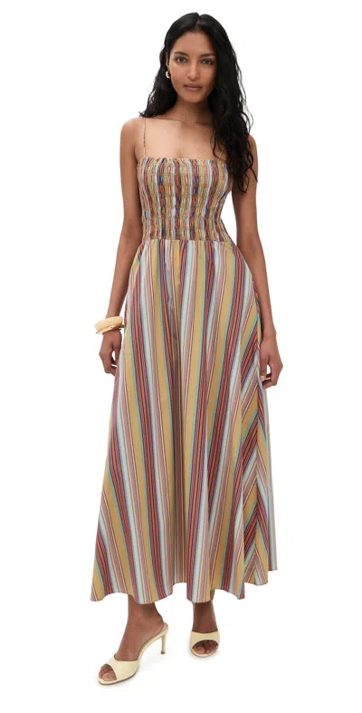 Faithfull Anniken Maxi Dress Agua Stripe/mustard In Multi