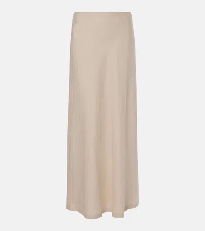 Faithfull Antibes Low-rise Linen Maxi Skirt In Beige