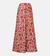 Faithfull Antibes Printed Linen Maxi Skirt In Heuchera